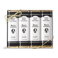 See’s Candies 6 oz Extra Dark Chocolate Candy Bars (4 Individually Wrapped Bars)