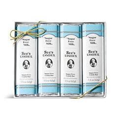 See’s Candies 6 oz Sugar Free Milk Bars (4 Individually Wrapped Bars)