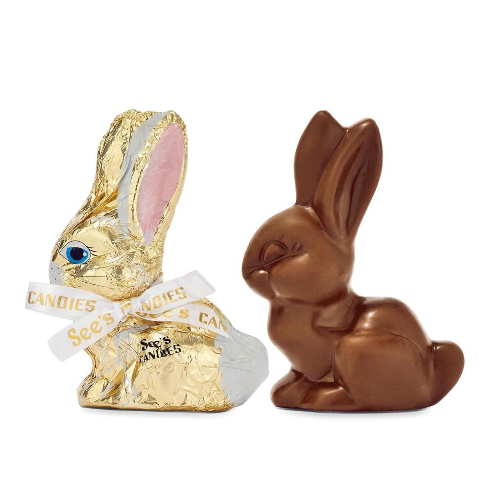 imageSees Candies Easter Milk Chocolate Bunny  Classic Hollow Chocolate Rabbit Easter Basket Treat 45 oz