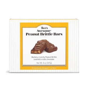 See’s Candies Awesome Peanut Brittle Bars – 8 Individually Wrapped Bars, Brittle Treat, Classic Crunchy Snack, 9.3 oz