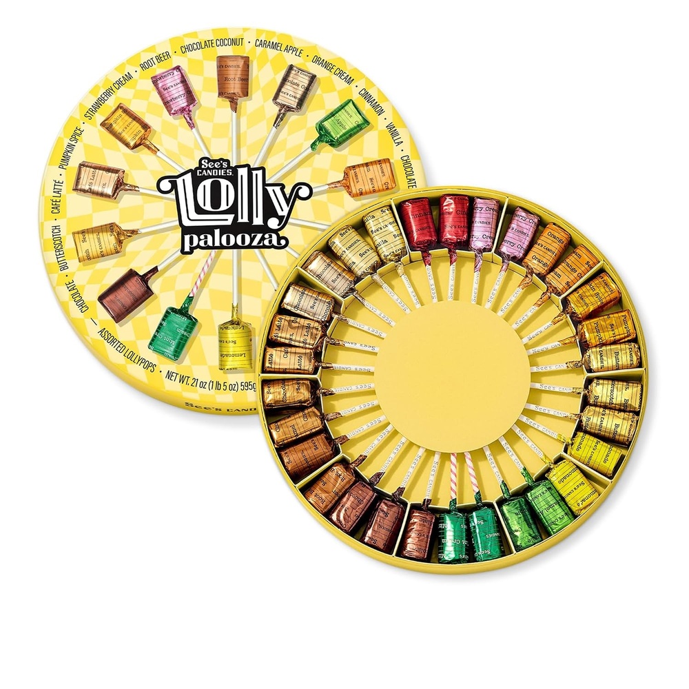 image:imageSees Candies Lollypalooza Collection Box  Special Assortment of 14 Flavors Pack of 28 Lollypops 1 lb 5 oz